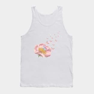 Aesthetic Pink Petals and Butterflies Tank Top